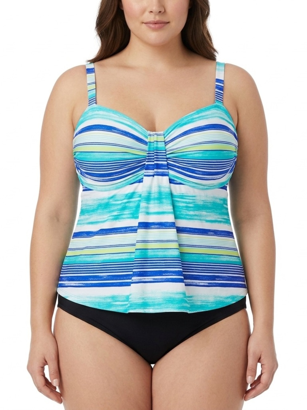 Swim by Cacique 26 Plus Size Tankini Top Blue Green Lane Bryant Beach Resort EUC